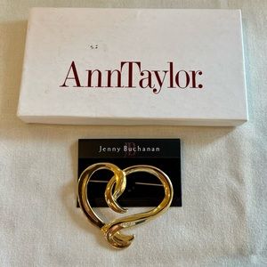 Jenny Buchanan Vintage gold Plated Swirly Heart Brooch